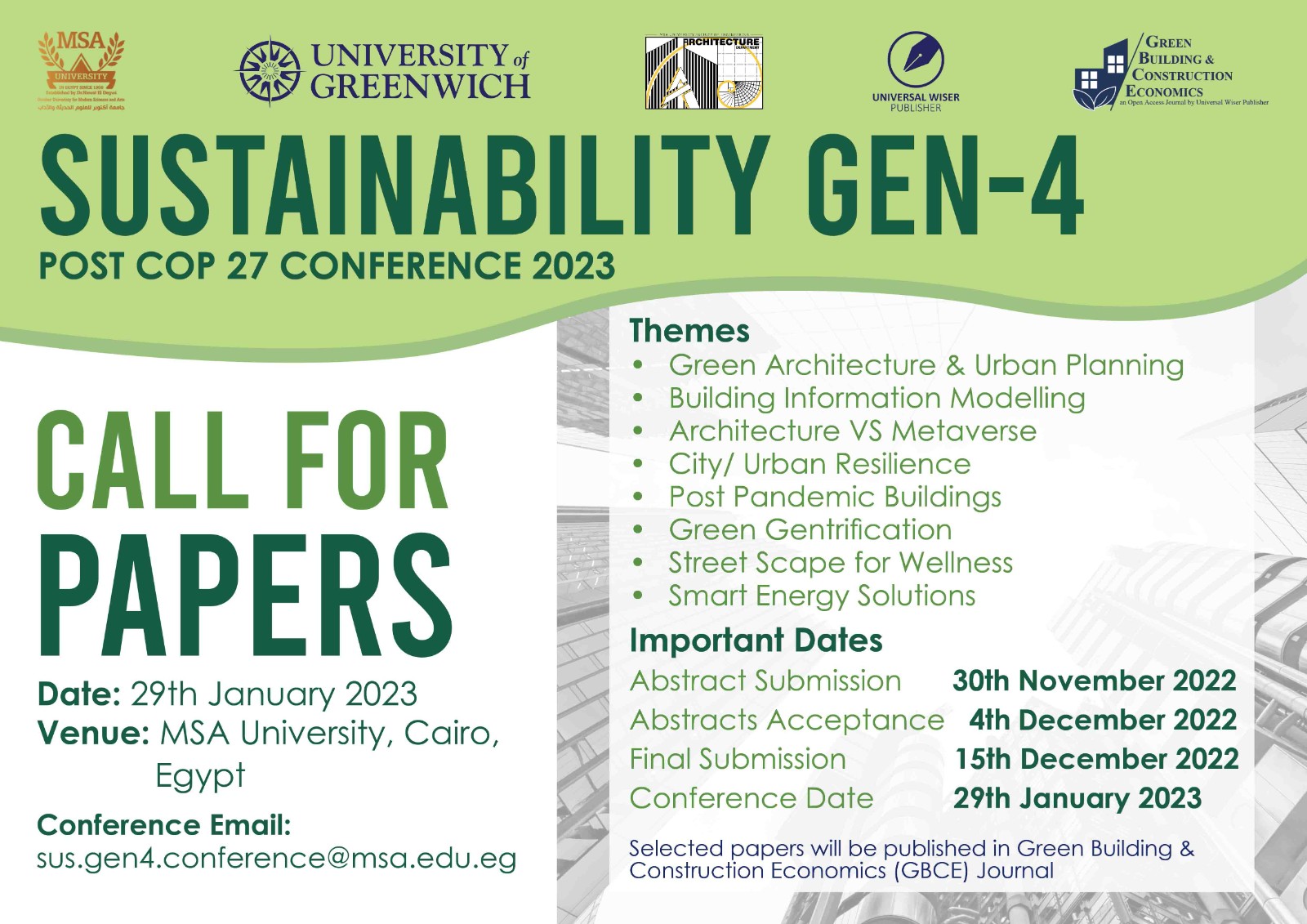 Sustainability GEN-4 Post COP 27 Conference 2023